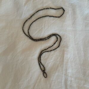 Beaded Necklace with Pave Diamond Pendant Hook in Rhodium